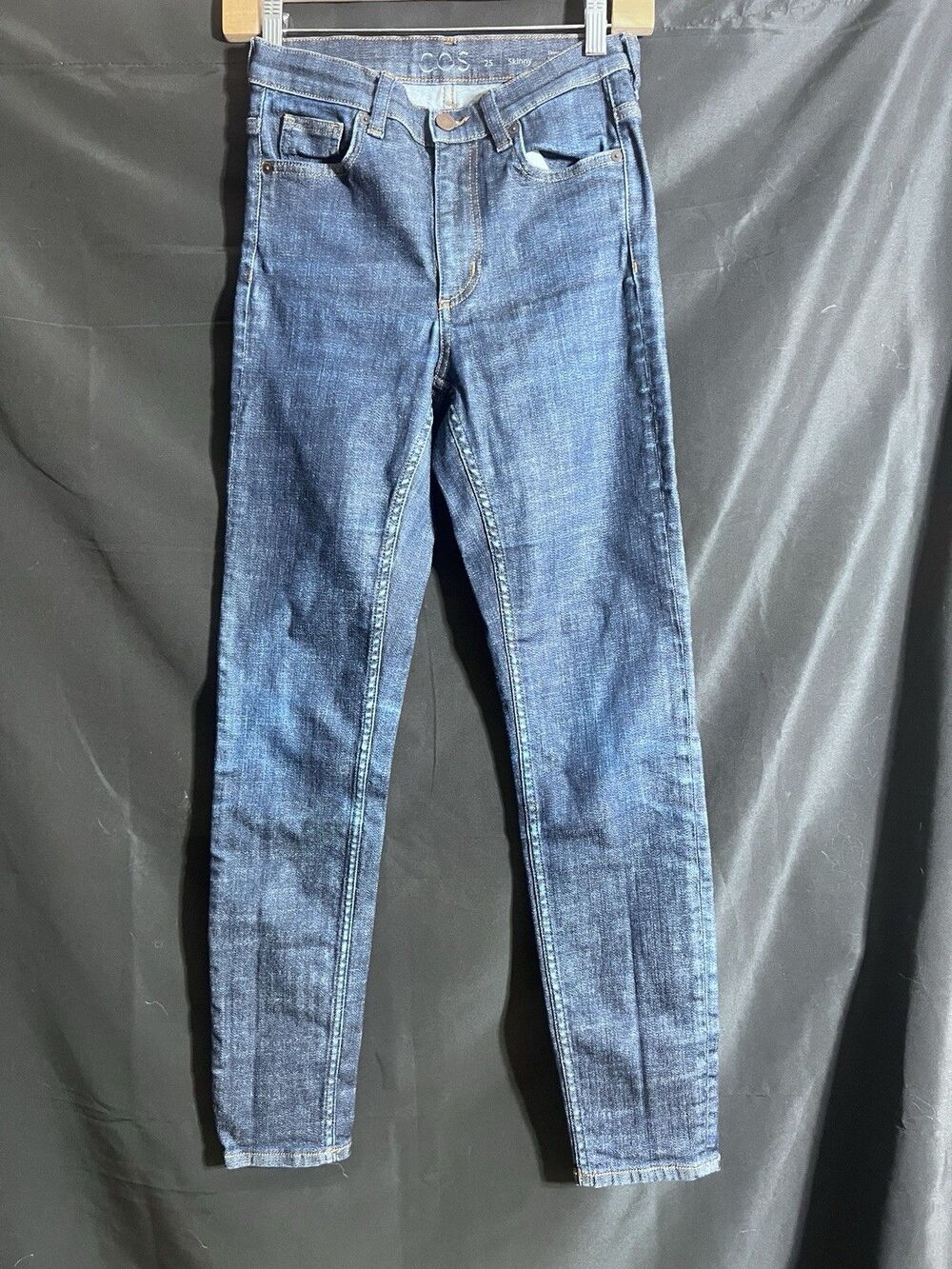 COS Women's Mid Rise Skinny Fit Ankle Leg Blue Denim Jeans 25 Stretchy
